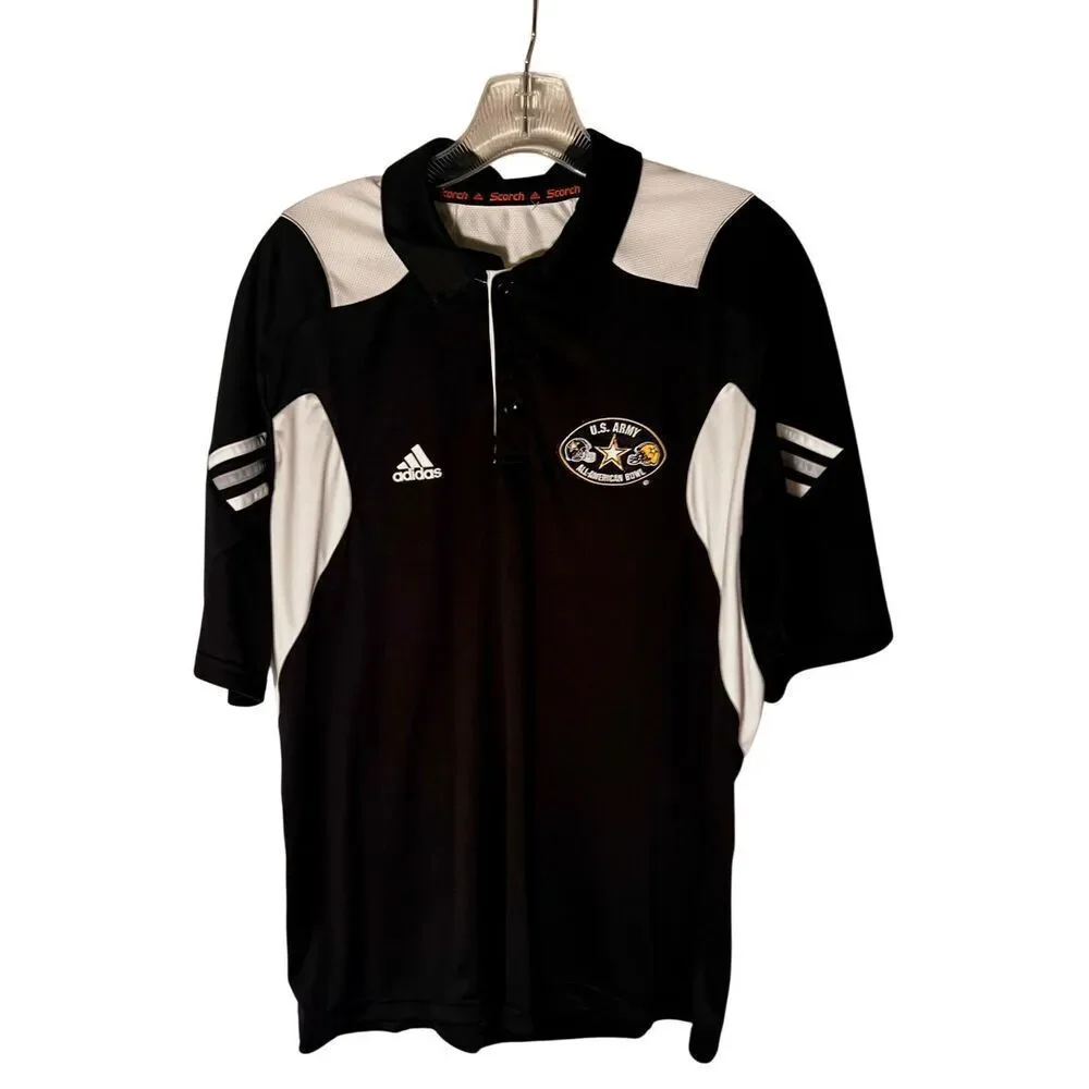 Adidas Scorch Army All American Bowl Polo Shirt Mens Large Black & White EUC